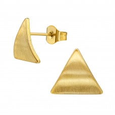 11mm Curved Triangle Stainless Steel Gold Color Ear Studs