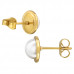 9mm Round Stainless Steel Gold Color Ear Studs with Imitation Pearl