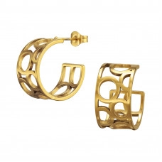 10mm Open Circle Stainless Steel Gold Color Half Hoop Ear Studs