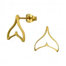 Whale Tail Stainless Steel Gold Color Ear Studs