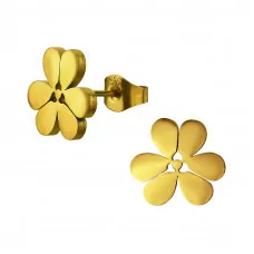 Five-Petal Flower Stainless Steel Gold Color Ear Studs