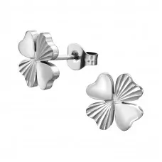 10mm Four Leaf Textured Clover Stainless Steel Ear Studs