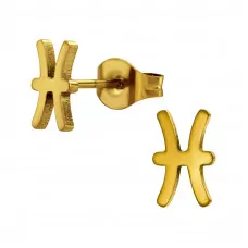 Pisces Stainless Steel Gold Color Ear Studs
