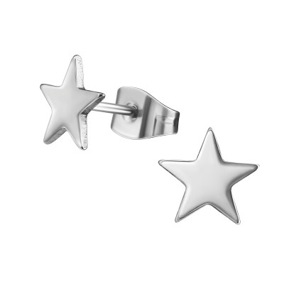 High Polish Surgical Steel Star Ear Studs