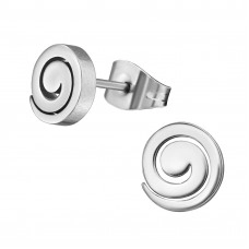 High Polish Surgical Steel Twirl Ear Studs