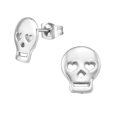 High Polish Surgical Steel Skull Ear Studs