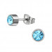 Round Stainless Steel Ear Studs with Crystal