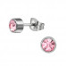 Round Stainless Steel Ear Studs with Crystal