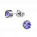 Round Stainless Steel Ear Studs with Crystal