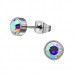 Round Stainless Steel Ear Studs with Crystal