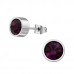 Round Stainless Steel Ear Studs with Crystal