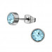 Round Stainless Steel Ear Studs with Crystal