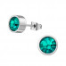 Round Stainless Steel Ear Studs with Crystal