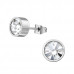 Round Stainless Steel Ear Studs with Crystal