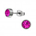 Round Stainless Steel Ear Studs with Crystal