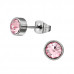 Round Stainless Steel Ear Studs with Crystal