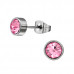 Round Stainless Steel Ear Studs with Crystal