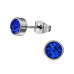 Round Stainless Steel Ear Studs with Crystal