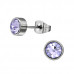 Round Stainless Steel Ear Studs with Crystal