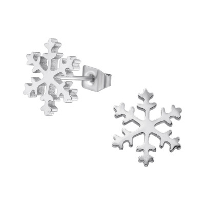 High Polish Surgical Steel Snowflake Ear Studs