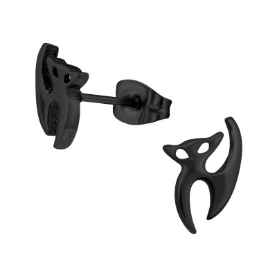 Black Surgical Steel Cat Ear Studs