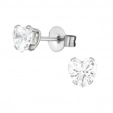 5mm Heart Surgical Steel Ear Studs with Cubic Zirconia