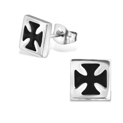 High Polish Surgical Steel Cross Ear Studs