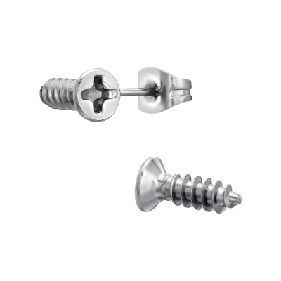 High Polish Surgical Steel Screw Ear Studs