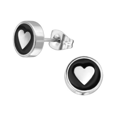 High Polish Surgical Steel Heart Ear Studs