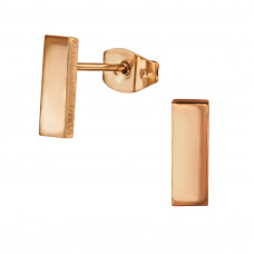 3x10mm Bar Stainless Steel Rose Gold Color Ear Studs
