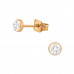 Rose Gold Surgical Steel Round 3mm Ear Studs with Crystal