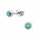 High Polish Surgical Steel Round 5mm Ear Studs with Imitation Opal