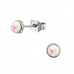 High Polish Surgical Steel Round 5mm Ear Studs with Imitation Opal