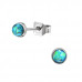 High Polish Surgical Steel Round 5mm Ear Studs with Imitation Opal