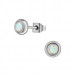 High Polish Surgical Steel Round 5mm Ear Studs with Imitation Opal