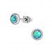 High Polish Surgical Steel Round 5mm Ear Studs with Imitation Opal