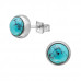 High Polish Surgical Steel Round 6mm Ear Studs with Semi Precious