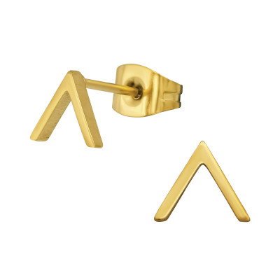 Gold Surgical Steel V Shaped Ear Studs