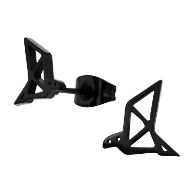 Black Surgical Steel Origami Bird Ear Studs