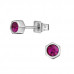 High Polish Stainless Steel Hexagon Ear Studs with Crystal