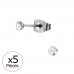 High Polish Surgical Steel Round 3mm X5 Ear Studs with Crystal