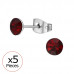 High Polish Surgical Steel 5mm Round X5 Ear Studs with Crystal