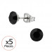 High Polish Surgical Steel Round 6mm X5 Ear Studs with Crystal