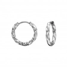 12mm Diamond Cut Stainless Steel Huggie Hoops