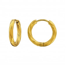 12mm Twisted Stainless Steel Gold Color Huggie Hoops