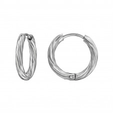 12mm Twisted Stainless Steel Huggie Hoops