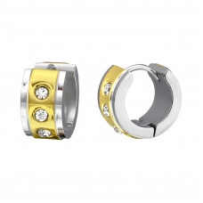 Gold and High Polish Surgical Steel Huggies with Crystals