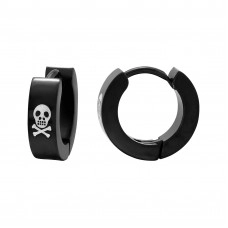 Black Surgical Steel Skull Huggies