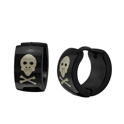  Black Surgical Steel Skull Huggies