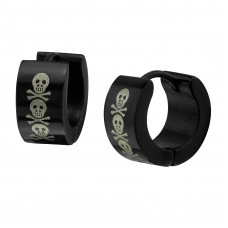 Black Surgical Steel Skull Huggies